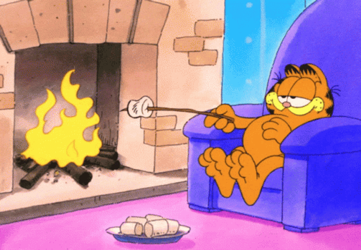 Garfield Near Fireplace GIF