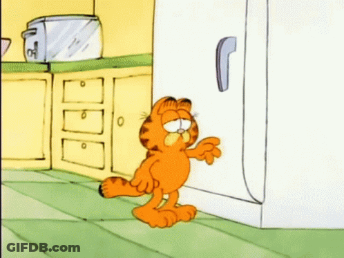 Garfield Next To Refrigerator GIF