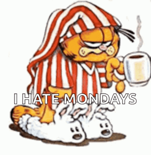 Garfield On Red Pajama I Hate Monday GIF