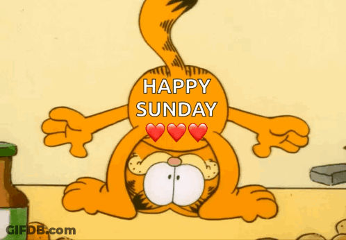 Garfield Saying Happy Sunday With Hearts GIF