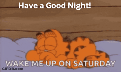 Garfield Saying Have A Good Night And Wake Me Up On Saturday GIF