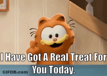Garfield Saying I Have Got A Real Treat For You Today GIF