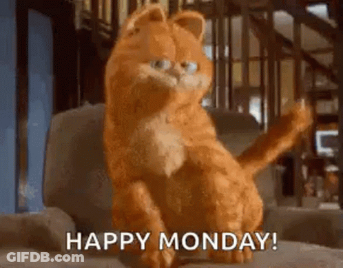 Garfield Sitting On Couch Saying Happy Monday GIF