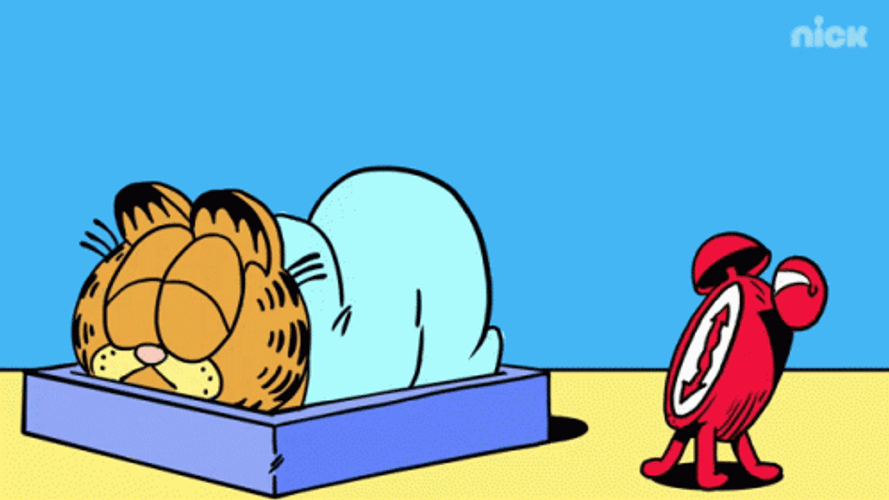 Garfield Smashing Alarm Clock GIF