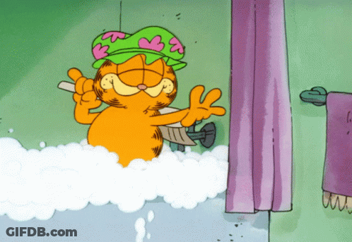 Garfield Taking A Bath In Bathtub GIF