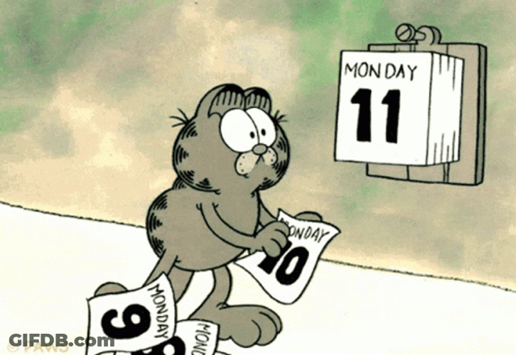 Garfield Tearing Monday Calendar GIF