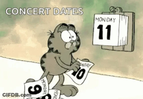Garfield The Cat Is Looking At A Calendar That Says Monday 11 GIF