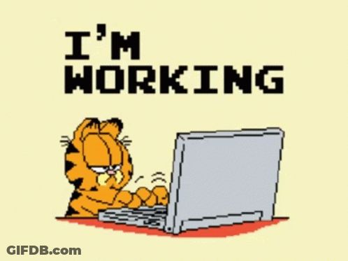 Garfield Using Laptop Saying I'm Working GIF