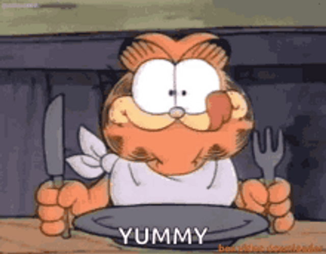 Garfield Waiting For Yummy Meal GIF