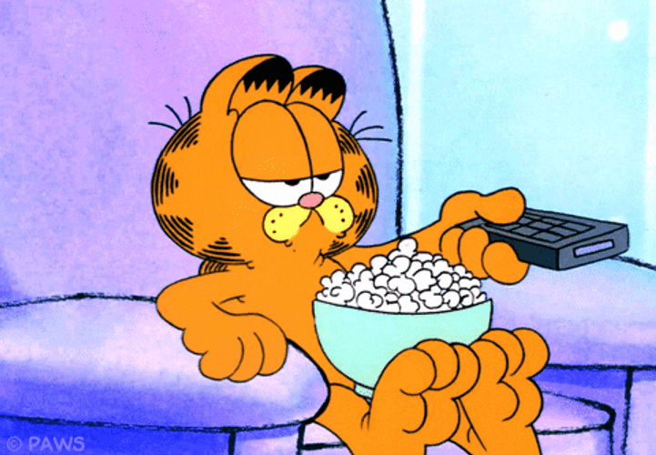 Garfield Watching TV Using Remote GIF