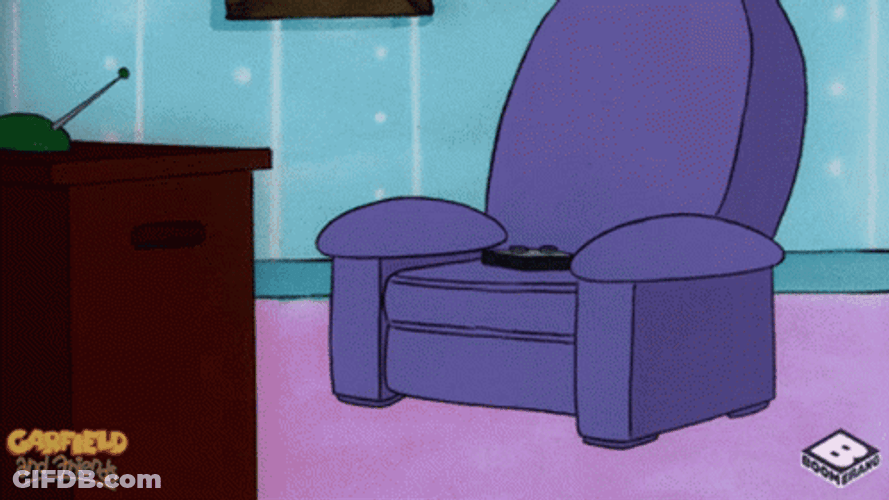 Garfield Watching TV With Popcorn GIF