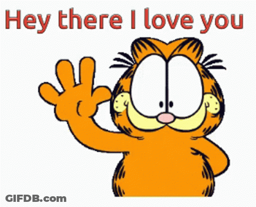 Garfield Waving Saying Hey There I Love You GIF