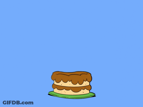 Garfield Wearing A Party Hat Stands In Front Of A Birthday Cake With The Words Surprise Written Above Him GIF