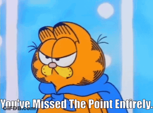 Garfield Wearing A Scarf And Saying You 'Ve Missed The Point Entirely GIF