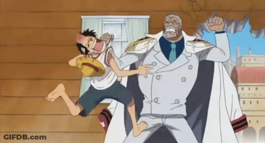 Garp Hung Luffy With His Hand GIF