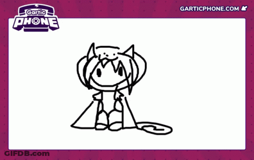 Gartic Phone Logo With Cat On Purple Background GIF