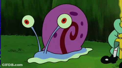 Gary The Snail From Spongebob Squarepants Is Crawling In The Grass GIF