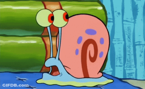 Gary The Snail Is A Cartoon Character From Spongebob Squarepants And Is Looking At The Camera . GIF