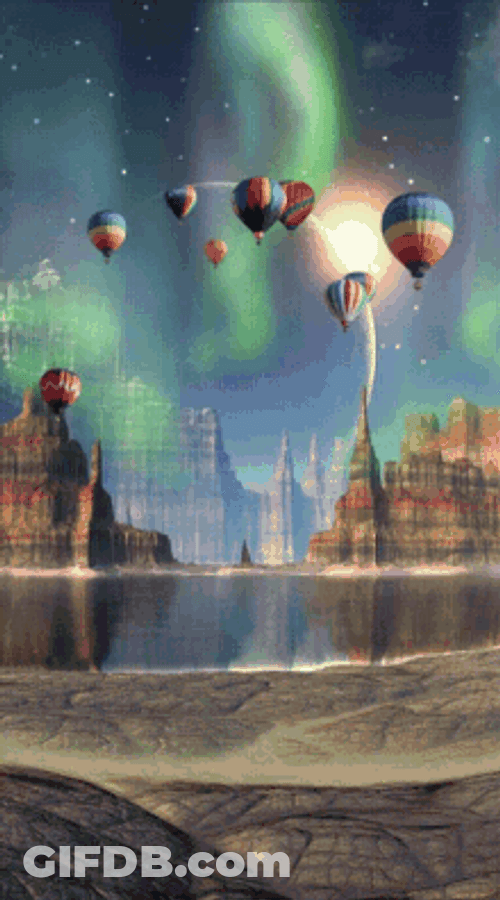 Gas Balloons And Beautiful Sky Wallpaper GIF