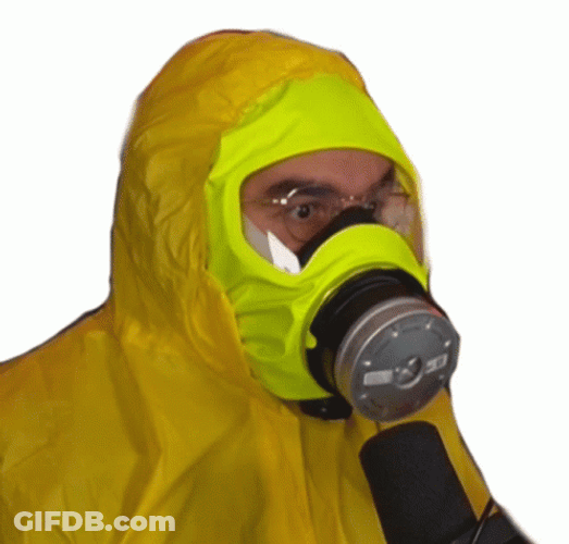 Gas Mask Akaruu Yellow Suit GIF