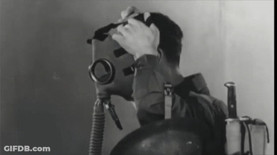 Gas Mask Man Grim Necessity GIF