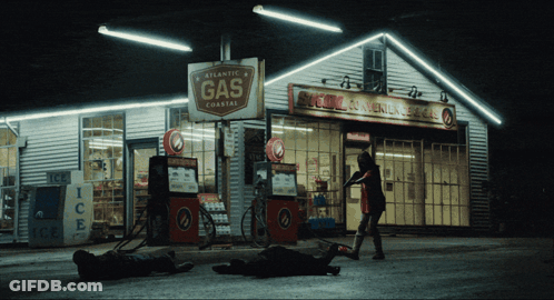 Gas Station With Atlantic Gas Coastal Sign GIF