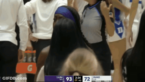 Gatorade Box In Front Of Duke Vs LSU Basketball GIF