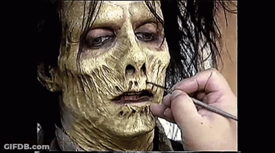 Gaunt Skeleton Prosthetics Make Up GIF