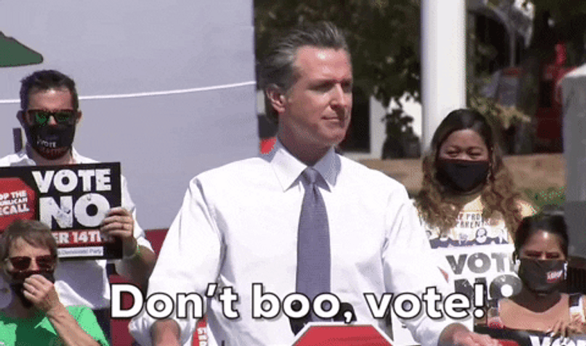 Gavin Newsom Don't Boo Vote GIF