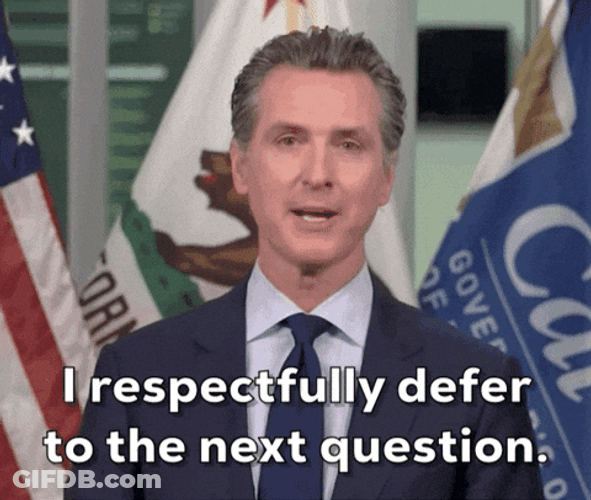 Gavin Newsom Respectfully Defer To The Next Question GIF