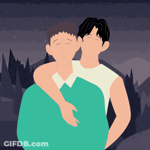 Gay Back Hug Night Stars GIF