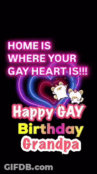 Gay Grandpa Birthday Card With Rainbow Heart GIF