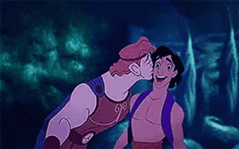 Gay Kiss Aladdin And Hercules GIF