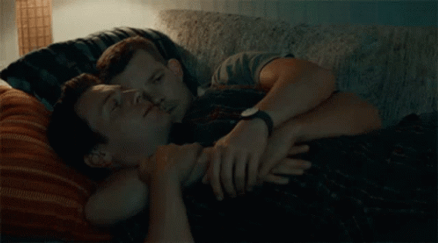 Gay Kiss Cuddle Couch GIF