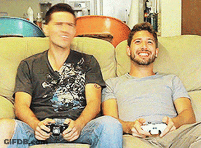 Gay Kiss Men Playing Game GIF