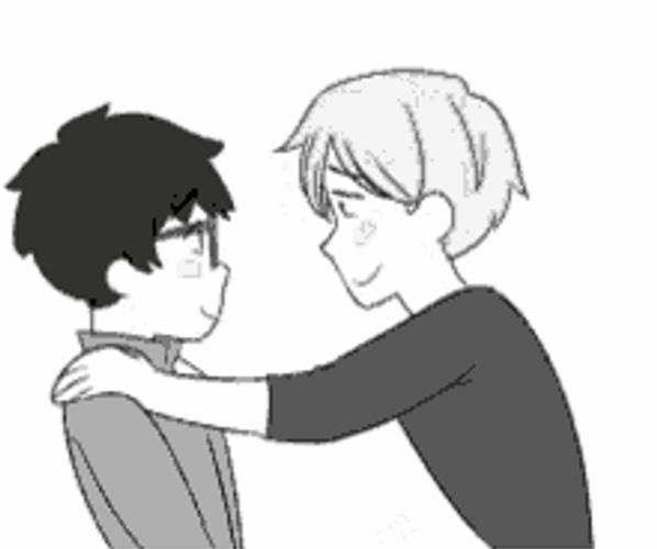 Gay Love Couple Forehead Kiss Then Hug GIF