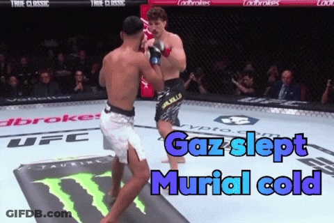 Gaz Slept Murial Cold Is Written On The Bottom Of A Boxing Match GIF