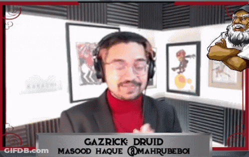 Gazrick Druid Arms Crossed In Front Of Sign GIF