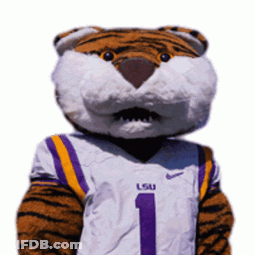 Geaux Tigers Mascot Flying Hearts GIF