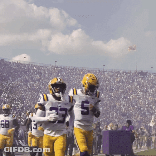 Geaux Tigers Running Removing Helmet GIF