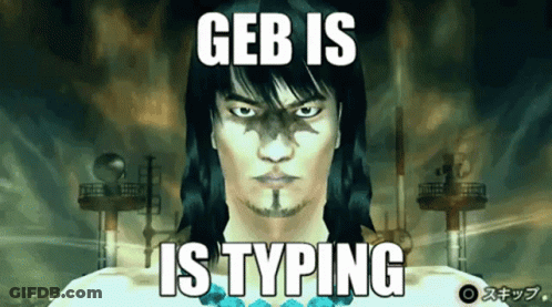 Geb Typing Behind Man GIF