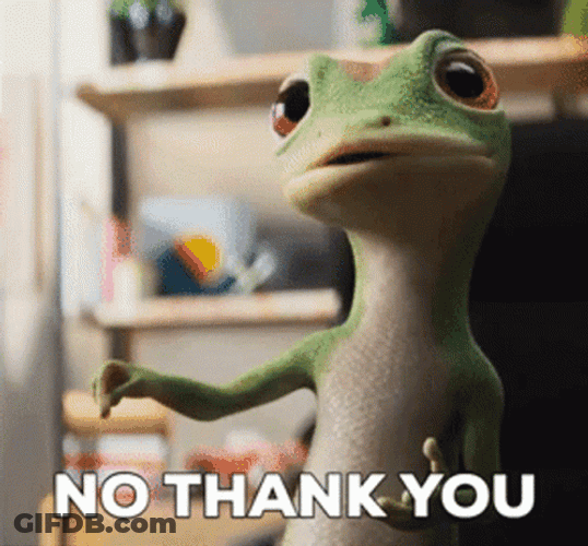 Geico Gecko No Thank You Response GIF