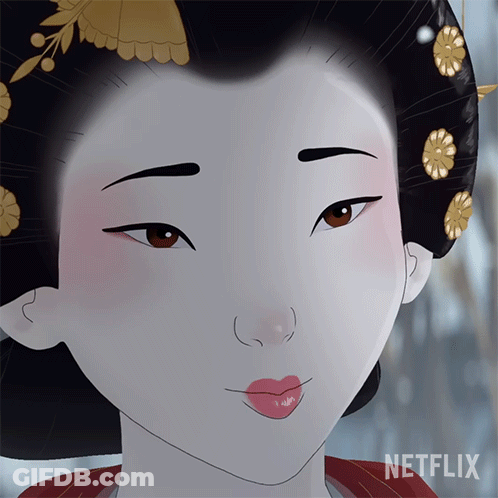 Geisha Face Close Up With Netflix Logo GIF