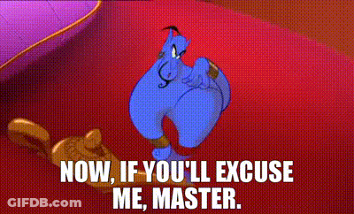 Genie From Aladdin Saying Now If You'll Excuse Me Master GIF