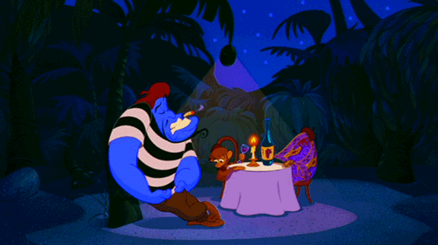 Genie In Aladdin Chilling With Carpet Mushu GIF