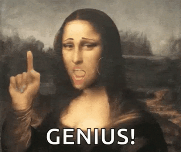 Genius Mona Lisa Head Shake Meme GIF