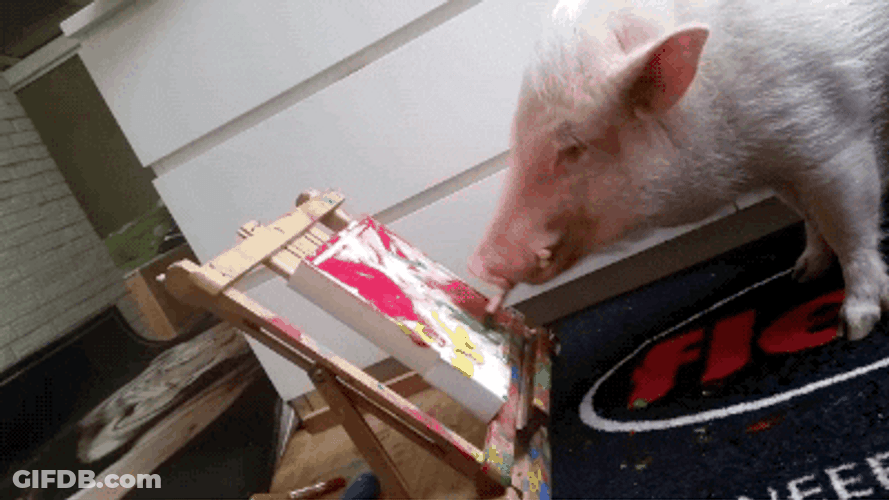 Genius Pig Painting Art GIF