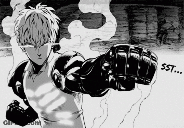 Genos Fighting Saitama Manga GIF