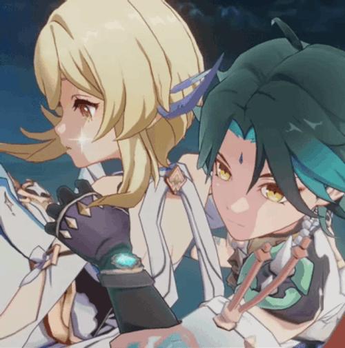 Genshin Impact Lumine And Xiao GIF