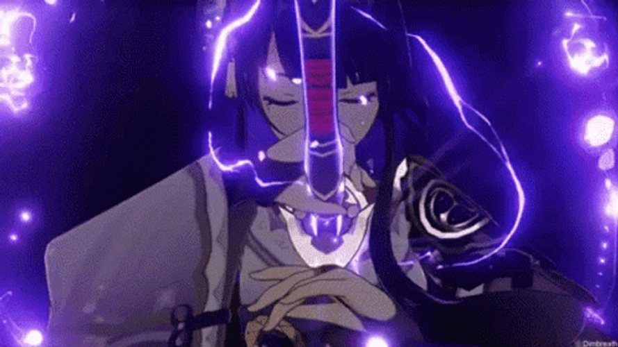 Genshin Impact Raiden Amazing Sword Drawing GIF